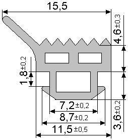 Резиновый уплотнитель для алюминиевого профиля 1051