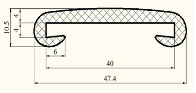ПВХ поручень для перил 4479 серый (40х4 мм)